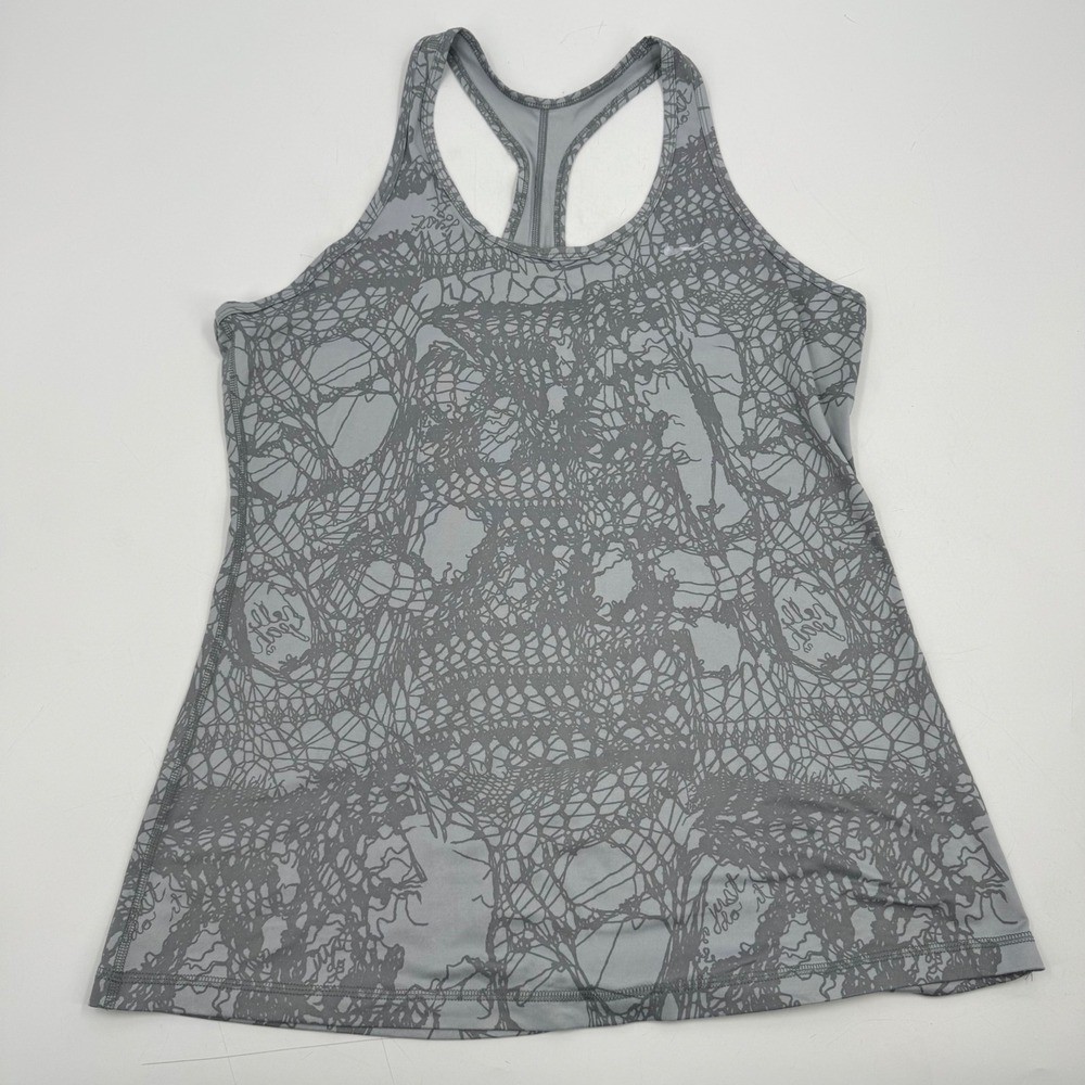 Nike Dri Fit Women's XL Racerback Tank Top Gray Abstract‎ Print "Just Do It"
